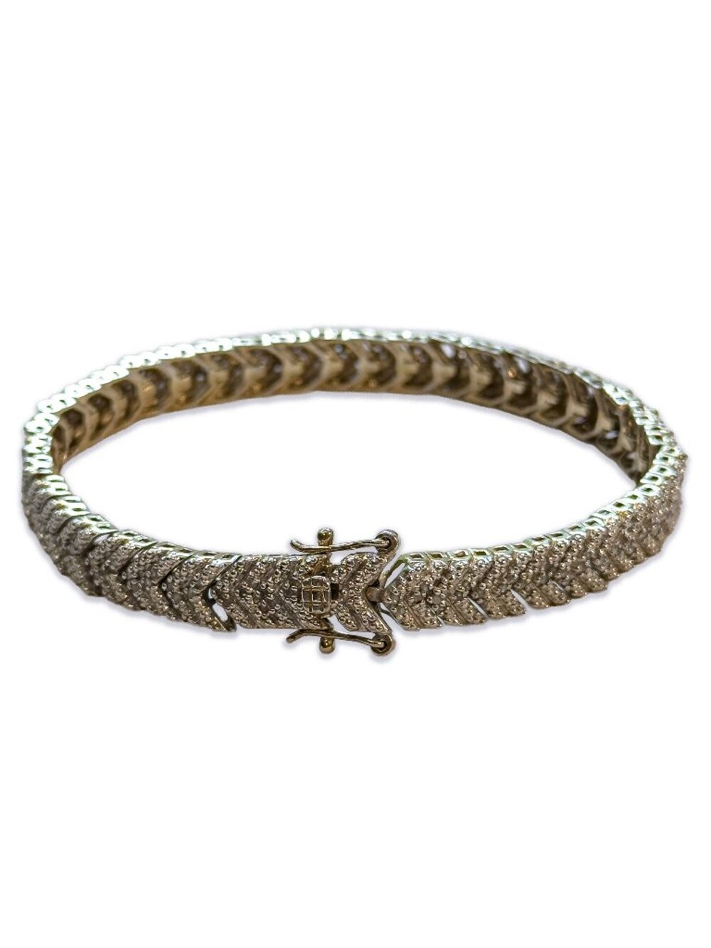 White Topaz 925 Sterling Silver OTC Thailand Chevron Arrow Style Bracelet